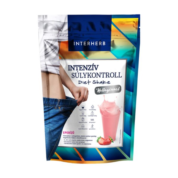 Interherb Intenzív SÚLYKONTROLL Eperízű Diet Shake kollagénnel 528g