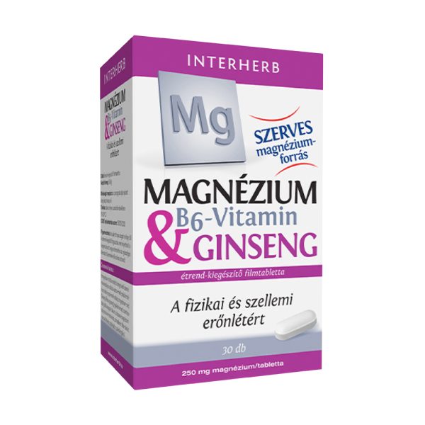 Interherb Magnézium 250mg & B6-vitamin & Ginseng tabletta 30 db