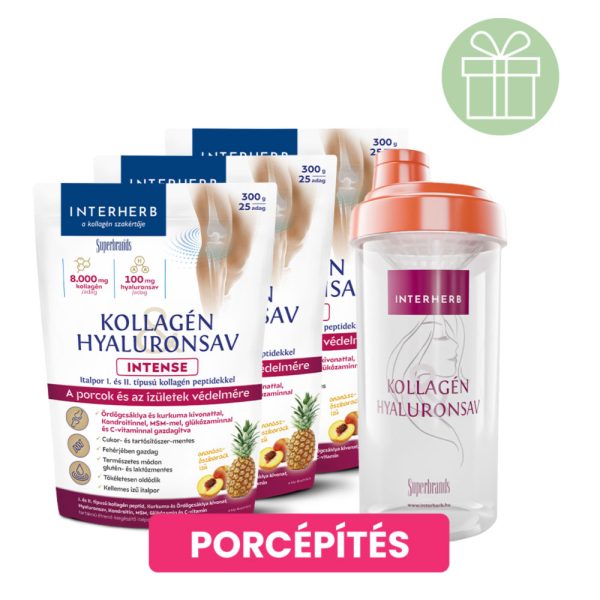 Interherb Kollagén&Hyaluronsav italpor INTENSE Ananász-Őszi 3X300g +ajánd.Shaker