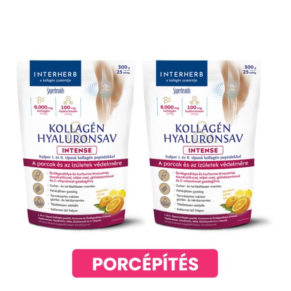 Interherb Kollagén&Hyaluronsav italpor INTENSE Narancs-Citrus ízű 2X300g