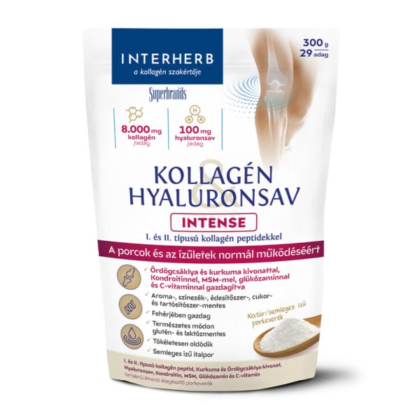 Interherb Kollagén&Hyaluronsav Porcépítő italpor INTENSE Natúr 300g/29 adag