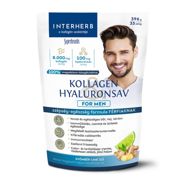 Interherb Kollagén&Hyaluronsav italpor FOR MEN Gyömbér-Lime ízű 396g/33 adag