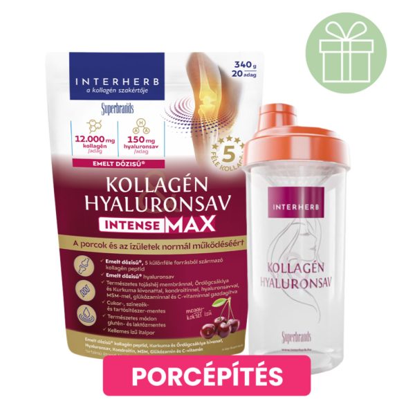 Interherb Kollagén&Hyaluronsav italpor INTENSE-MAX Meggy ízű 340g +ajánd.Shaker