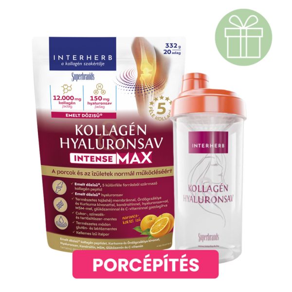 Interherb Kollagén&Hyaluronsav italpor INTENSE-MAX Narancs ízű 332g +aján.Shaker